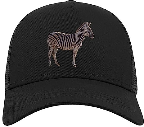 African Zebra Stripes Halbmaschige Trucker-Cap-Baseballmütze aus Baumwolle Schwarz