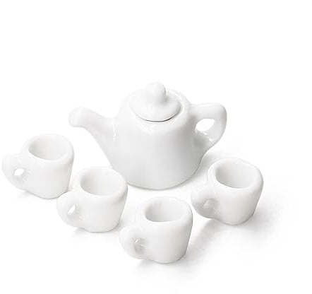 Odoria 1/12 Scale Dolls House Miniature Tea Set Dollhouse Accessories, White