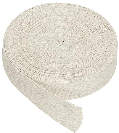 PATIKIL Baumwollband Baumwolle Gurtband 20mm x 9m, Schrägband Baumwoll Nahtband Köperband Saumband Einfassband Stoffband Webband zum Nähen für DIY Basteln Stricken Verpackungen, Cremeweiß