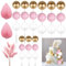CATELL 41Pcs Cake Balls,Ball Cake Topper Cake Toppers Decorations Cake Decorations Flowers Paper Palm Fan Cake Ball Toppers for Cake Baby Shower Wedding Party Birthday Cake Decorating Pink Gold White