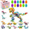 DAKABUKA Vorgefüllte Ostereier, Dinosaurier-Ostereier mit Spielzeug Bausatz, 12-in-1-DIY-Dino-Spielzeug zum Füllen von Osterkörben Osterparty-Geschenke, Spielzeugset für Kinder, Jungen und Mädchen
