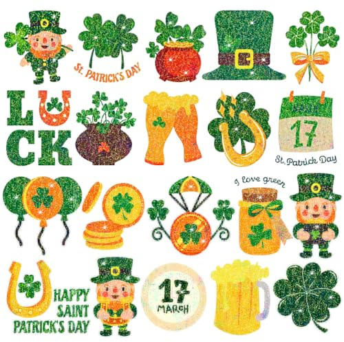Leesgel St Patricks Day Glitter Tattoos for Kids, 280 Styles Temporary Tattoo Stickers for St Patricks Day Decorations, Saint Patricks Day Fancy Dress Accessories Irish Party Supplies Favours