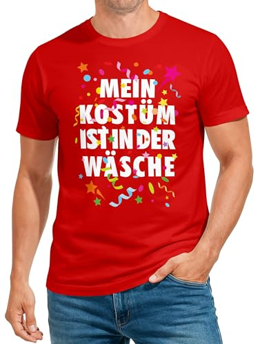 MoonWorks® Herren T-Shirt Fasching Karneval Kostüm-Ersatz Verkleidung Last Minute Faschingskostüme Männer Rot 4XL