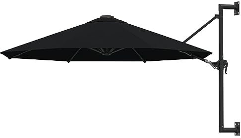 ARKEM Sombrilla de Pared con Palo de Metal Negro 300 cm Sombrilla Playa Celosias para Terraza Exterior