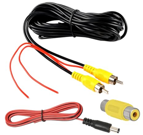 CGEAMDY Backup Camera RCA Video Cable, RCA Car Video Cable with Detection Wire, for Car Backup Rear View Camera Monitor System