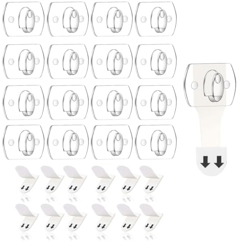 IUDWCG 40 Pcs Mini Ganchos, Clips Decorativos, Ganchos Autoadhesivos con Cintas Pequeñas, Clips Colgantes Transparentes para Luces de Hadas, Ganchos Autoadhesivos Multiusos