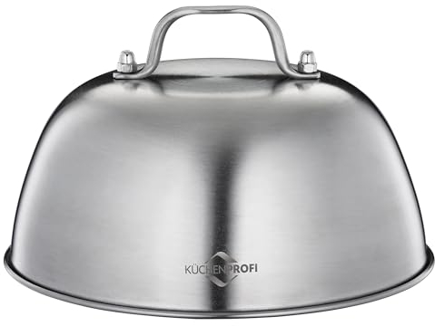 Küchenprofi Grillglocke BBQ, rostfreier Edelstahl, Burger Glocke mit Griff, zum Schmelzen, Garen und Warmhalten, Robustes Grill Zubehör, spülmaschinengeeignet, Höhe ohne Griff 7 cm, Ø 16 cm