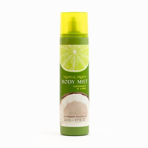 Tropical Fruits Coconut and Lime Body Mist Citrus Coconut Fragrance 240ml | Lightweight Fragrance Spray with Tropical Notes of Coconut and Lime. Refreshing Everyday Scent for All Day Freshness.