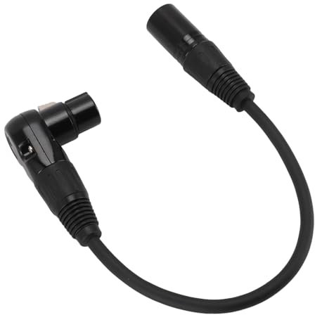 Plyisty XLR Microphone Extension Cable, 90 Degree XLR Female to Straight XLR Male 3Pin Microphone Cable, for Speaker, Mixer, Amplifier (0.30m/1.0ft)