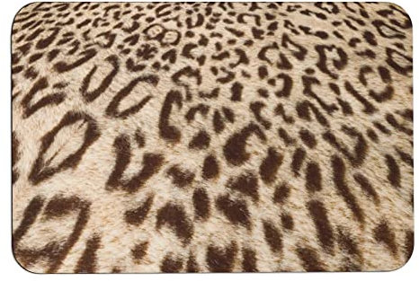 Toiyugd Badteppich, Leopardenmuster, super saugfähig, dünn, passend unter die Tür, Gepardenhaut, Tiger, Leder, gepunktetes Fell, Tier, Wildnatur, Badteppich für Badezimmer, Tür, WC, 40,6 x 61 cm