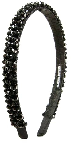 Alpenflüstern Trachten-Haarreif Glitzerperlen schmal - Damen Haarschmuck, Haarband rutschfest fürs Dirndl (schwarz) ADV150