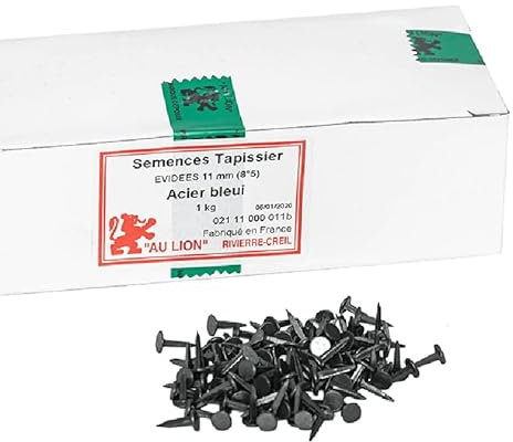 Semences Tapissier Évidées 11 mm 8/5 - Ø 6mm - 1kg - Petits Clous Tapissier de Haute Qualité pour Pose de Toiles, Sanglage, Guindage et Appointage - Fabriqué en France
