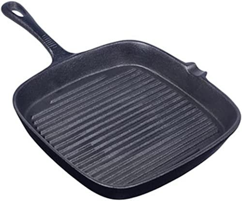 SHOUKAII Bratpfanne 22/24 cm, Gusseisen, gestreift, Dicker Boden, for Zuhause, Garten, Grill, Steak, Bratpfanne, Wok(22)