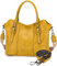 VASCHY Sac à Main Femme, Sac Fourre Tout Femme en Cuir PU Multi-poches Grande Pratique Sac Bandoulière Femme avec Bandoulière de Guitare pour Travail Voyage Cadeau Jaune
