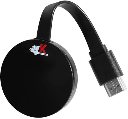 Chromecast 4K Device for TV - Wireless HDMI Dongle, 5/2.4GHz Miracast Display Adapter, Supports Miracast/DLNA/Airplay, Compatible with Android, iOS, Windows, Mac, Projector - Ultra HD Streaming