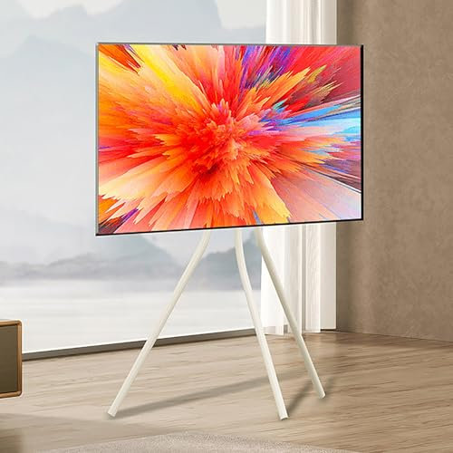 Modern TV Stand for 42 85 Inch TVs in Living Room Holds Up to 140lb VESA Compatible 75x75mm 600x400mm Durable Metal Construction (White)