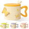 Taza de café de mariposa, taza de cerámica amarilla 350 ml, 3D con mariposas taza de cerámica con tapa y cuchara, taza para leche, café, zumo, dulces regalos para niñas, mamá, novia