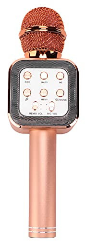 Juroupi Wireless Microphone Mic Speaker 5W Portable HandHeld for Karaoke Party Home (Rose Gold)