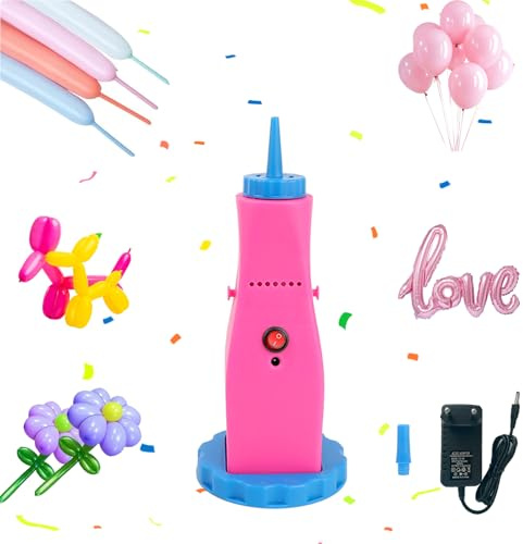 PlusFive Pompe à Ballons Électrique - Gonfleur Electrique pour Ballons Longs & Feuille d'Aluminium, Pompe Ballon Portable, Pompe Gonflage pour Ballons Anniversaire, Mariage, Noël & Décorations de Fête
