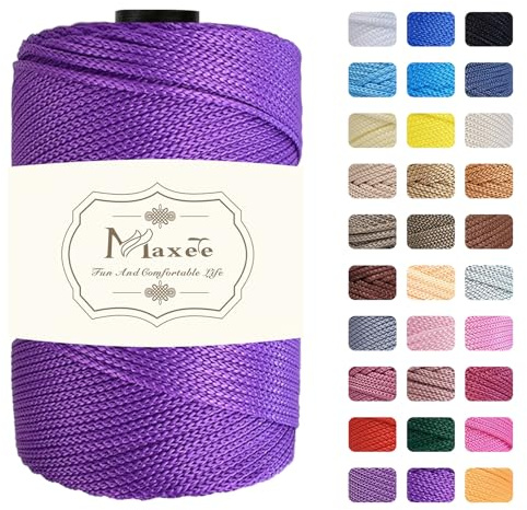 Maxee - Hilo de macramé 3 mm x200m, 1er Pack de hilo poliéster premium (cada 230g/200m), 100% polipropileno para manualidades, decoración del hogar, alfombras, bolsos de mano, bolsos, bolsos colgantes