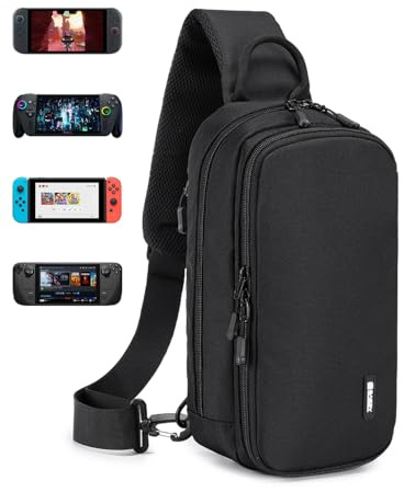 BAGZY Tasche für Nintendo Switch 2 Konsole 2025 Wasserdicht Sling Bag Umhängetasche Crossbody Bag Schultertasche Mit 10 Spielekartenfächern Switch OLED/ROG Xbox Ally X/Steam Deck für Tägliche Party