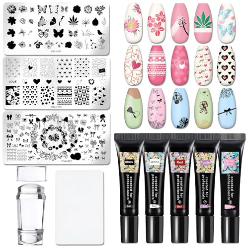 Smalto per Stamping Kit, Estampacion Uñas de Acero, Nail Art