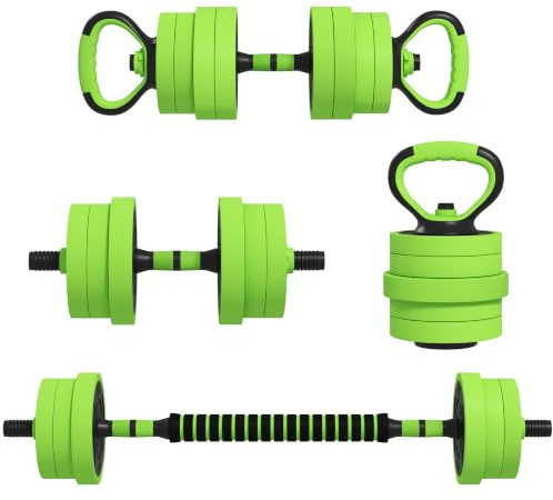 SPORTNOW 4 in 1 Hanteln Set 20 kg Verstellbare Kurzhantel & Langhantel | Kettlebell, Professionelle Liegestützgriffe, für Zuhause, Krafttraining und Gewichtheben Fitness