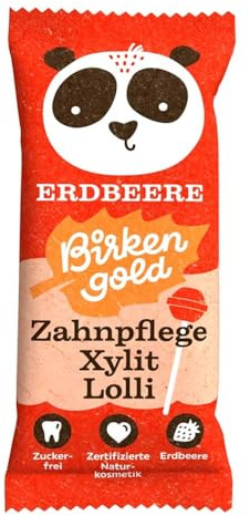 Birkengold Xylit Lolli, Erdbeere, 6g