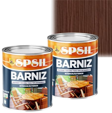 SPSIL Barniz Madera y Pintura para Madera Wengue 750ml X 2, Lasur Protector con Secado Rápido y Alta Durabilidad, Ideal para Uso Interior y Exterior en Todo Tipo de Superficies de Madera