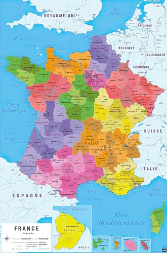 Carte De France 2017 - Poster (Karte von Frankreich 2017) (Größe: 61cm x 91,5cm)