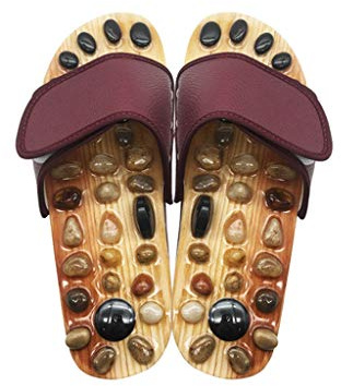 Acupoint Reflex-Massageschuhe, Sommer-Kieselsteine, Magnetfußsohlen, Gesundheitsmassageschuhe, Hausschuhe, Damen (Farbe: Lila, Größe: 40-41)