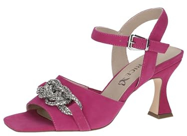 CAPRICE Damen Sandalen mit Absatz aus Leder mit Riemchen, Lila (Fuchsia Suede), 38 EU