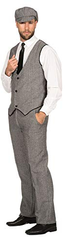WILBERS & WILBERS 20er Jahre Peaky Blinders Anzug Schwarz-Weiß Lange Hose Weste Mütze Schiebermütze The Roaring Twenties 20's, Größe:54