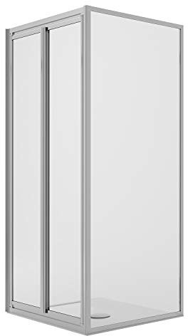 Box Doccia Angolare 80x90CM H198 Cristallo Trasparente Fisso+Saloon 2 Ante Battente 80 mod. West