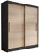 MOEBLO Kleiderschrank Schwebetürenschrankmit Spiegel 2-türig Schrank mit 6 Einlegeböden und Kleiderstange Gaderobe Schiebtüren BxHxT 150x200x61 Lara 04 (Schwarz + Sonoma)