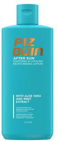 Piz Buin After Sun Soothing and Cooling Moisturising Lotion (200ml), Nourishing Cream with Aloe Vera Extract to Soothe and Calm, Aftersun with Non-Greasy Formula, Immediate and Lasting Cooling Effect