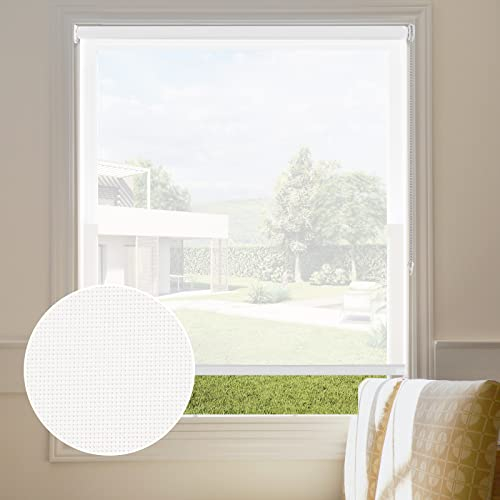 Persilux Solar-Rollos für Fensterblenden, Lichtfilterung, Rollos, Fensterbehandlungen (91,4 cm B x 182,9 cm H, gebrochenes Weiß), schwer entflammbar, transparente Farbtöne für Zuhause, Büro, einfach