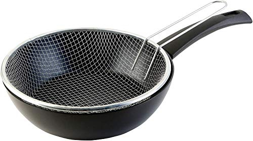 WECOOK! Ecogreen Friteuse/Faitout avec Panier, 20 cm Induction, Antiadhésive XYLAN Plus Écologique sans PFOA, Aluminium Pressé, Protecteur en Tissu, Vitrocéramique, Gaz, Lave-vaisselle