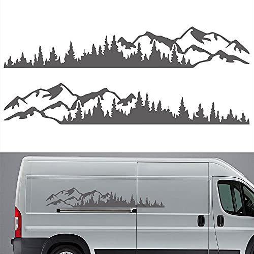 OPSLEA 2 x Auto Aufkleber Berg Aufkleber Baum Wald Berge Umriss Schweller Gebirge mit Wald Vinyl Grafik Aufkleber Kit für Car Camper RV Trailerca 190cm