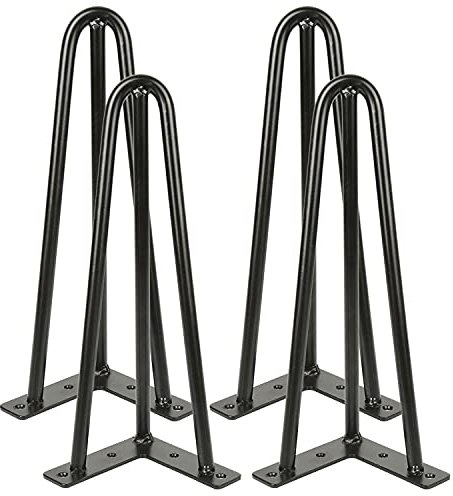 meihe Lot de 4 Pieds de Table pour Meuble Scandinave, 4pcs Pied de Table Metal,30 cm, triangulaires, Noirs, Pieds de Tables de Bricolage, pour Les chaises, Les armoires et Les canapés(Noir)(4pcs)