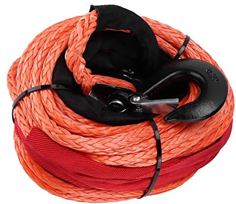 Deror Câble de Corde de treuil synthétique chargé de 3/8inx100ft 23000lbs pour 4WD Off Road ATV UTV SUV Truck Boats