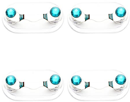 4 supporti magnetici per occhiali da vista, porta badge e badge, ganci per occhiali da sole in acciaio inox, con cristalli e perle, 12 colori, Verde 1, Etichettalia unica