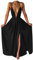 Robe Femme bretelle décolleté plongeant volant fendue cotes tulle dos nu col v Plage Club Cocktail Mariage Sexy Vintage Soiree Mi Longue Retro Ceremonie Chic Fluide Taille Haute Elegant Boheme Ete