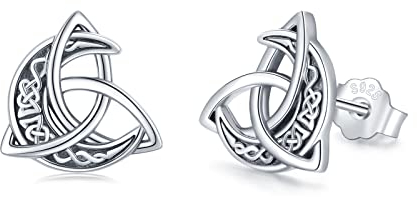 Keltische Ohrringe für Damen 925 Sterling Silber Keltische Mond Ohrstecker Hypoallergener Irischer Keltischer Schmuck Geschenke für Mädchen Freundin