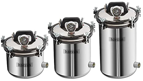 hzexun Sterilizzatore a vapore elettrico Dispositivo sterilizzatore a vapore Macchina elettrica autoclave da laboratorio portatile per mediche apparecchiature odontoiatriche (24L)
