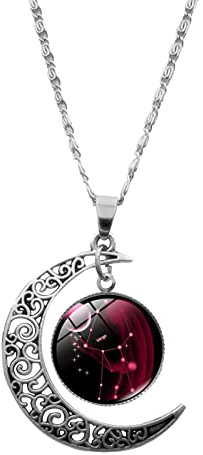 Yowablo Ggifts The of Half Signs Schmuck Mond Anh鋘ger Halskette Geburtstag Frauen Geschenke Frauen Zodiac Geburtstag Halsketten & Anh鋘ger Herren Ketten Edelstahl (e-K)