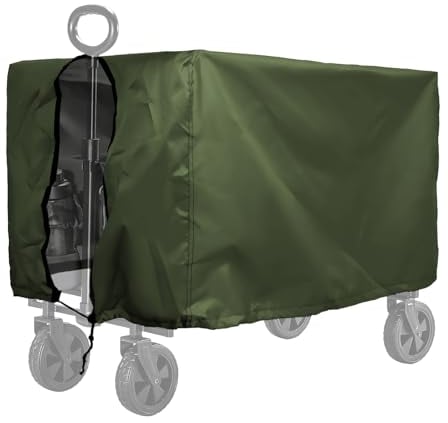 Folding Wagon Cover, Garden Beach Trailer Cover,600D Heavy-Duty Fabric Waterproof Dustproof UV Resistant, Wagon Cart Folding Cart Awning 35 L x 19.7 W x 17.7 H(Black)