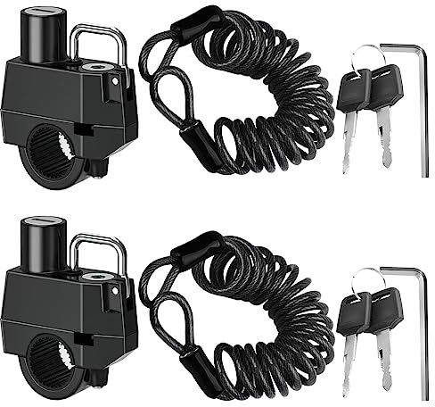 Candado para Casco de Moto: YIDM 2 Pcs Bloqueo de Casco, Universal Candado Casco Moto con 2 Llaves, Candado para Casco de Moto, Cerradura Casco para Tubo de Manillar de 22-28 mm (Negro)