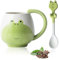 Yuragim Tasse grenouille - Tasse mignonne - Avec cuillère - 400 ml - Tasse à café en céramique - Pour thé, café, lait, cadeau de Noël, d'anniversaire pour garçons et filles