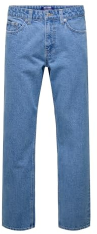 Only & Sons Herren Blau 34/34 | Gerade geschnitten fit, Casual, Bei max. 40 grad waschen